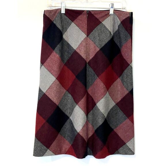 Gap Factory Womens Size 8 Skirt A-Line Wool Blend Plaid Check Red Gray Black - Picture 2 of 7